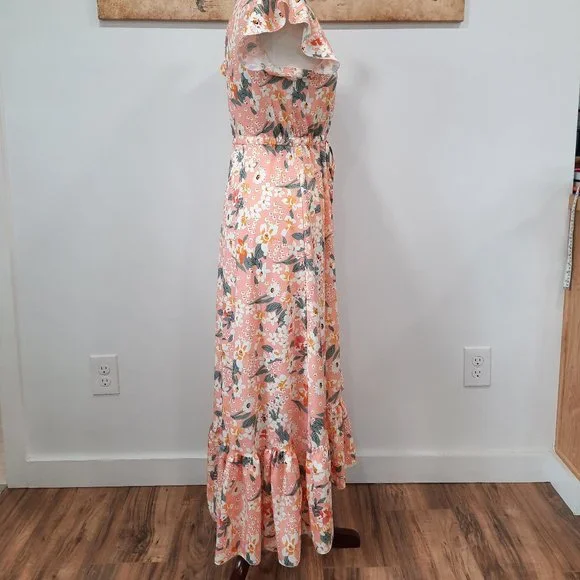 Floral ruffle boho button down maxi dress - Picture 5 of 11